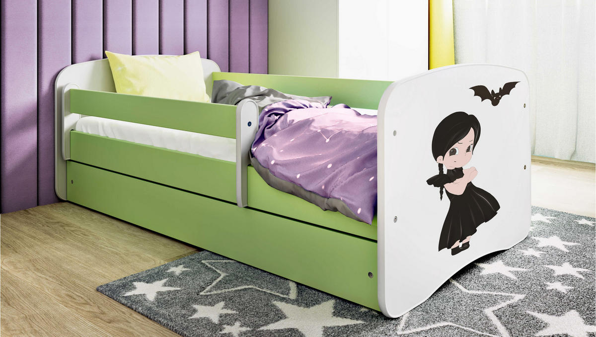 KINDERBETT Wednesday mit Schublade 140/70 80/61/144 - Grün, Holzwerkstoff (70/140cm) - RAUMHIRSCH FURNITURE