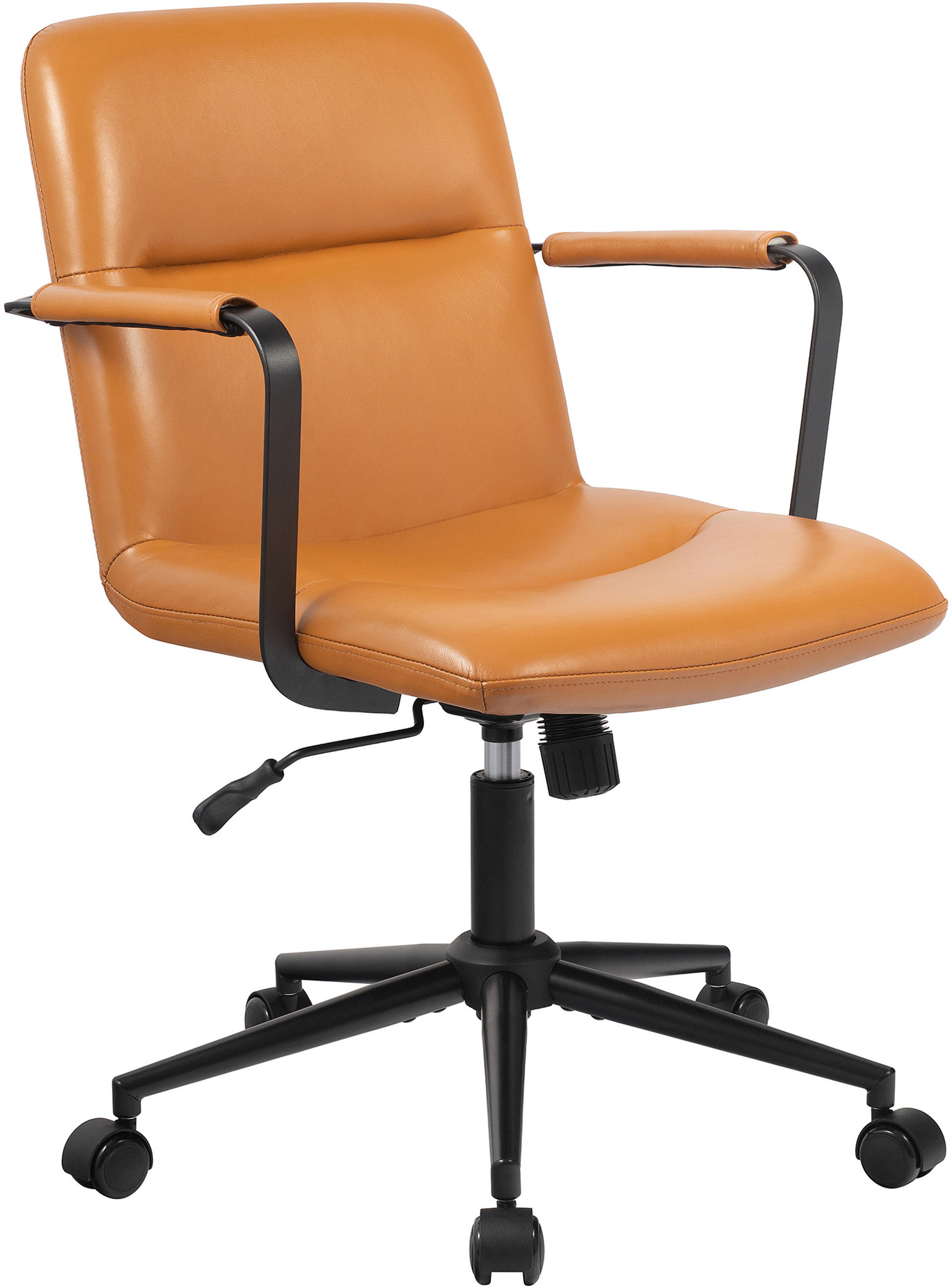 BÜROSTUHL Helix Echtleder braun - Schwarz/Braun, Leder/Metall (58/98/62cm) - TPFLiving