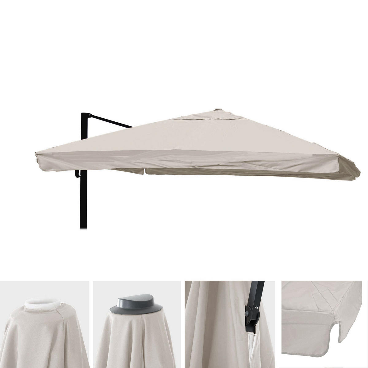 ERSATZ-BEZUG FÜR SCHIRM Ecru - Ecru, Textil (335/335cm) - MCW
