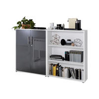 BÜROMÖBELSET 2-tlg. weiß / anthrazit Hochglanz - Anthrazit/Silberfarben, Holz/Kunststoff (168.8/113.6/33cm)