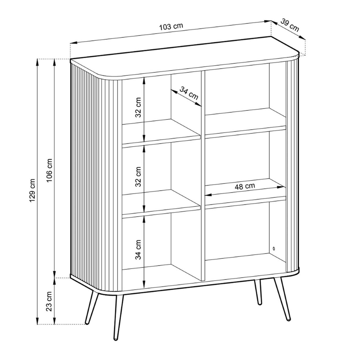 HIGHBOARD Zova Weiß 103 cm - Goldfarben/Weiß, Holzwerkstoff/Metall (103/129/39cm) - Selsey