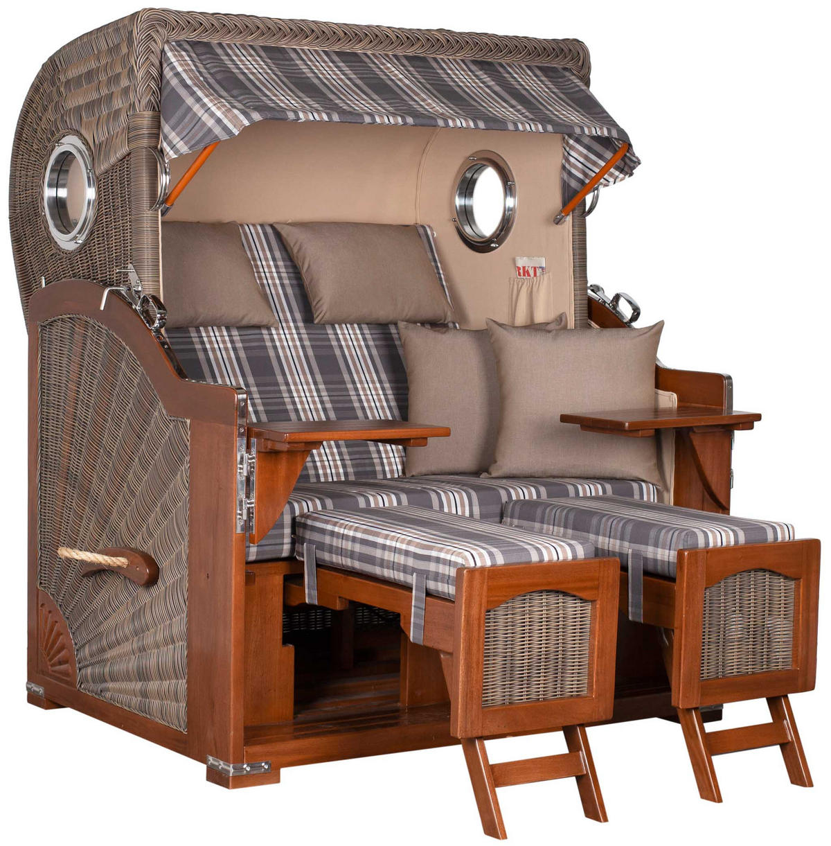 STRANDKORB XXL Düne Grande 2,5 Sitzer - Braun/Grau, Metall (142/170/95cm) - Mr. Deko