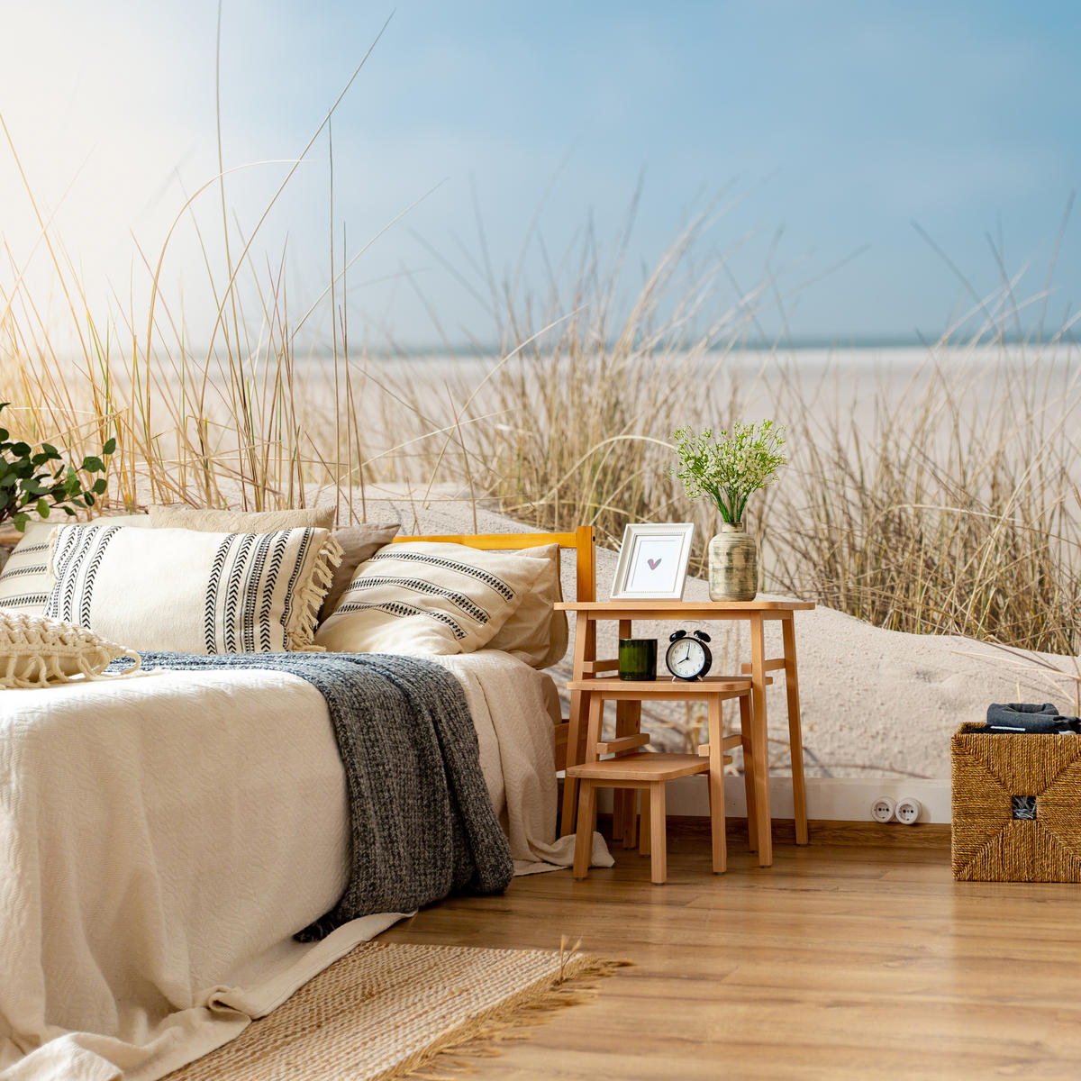 FOTOTAPETA Pre Spálňu Duny Piesočná Pláž Tráva Výhľad Na More 300 x 210 cm - modrá/žltá, papier (300/210cm) - Muralo