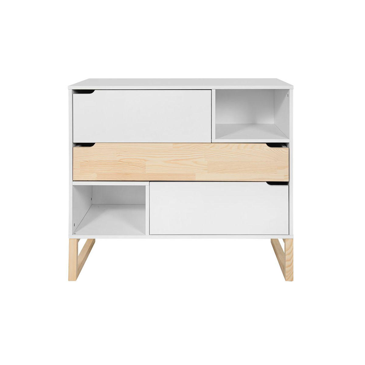 KINDERKOMMODE Juliette Weiß und Holz - Weiß, Holzwerkstoff (100/91.5/50cm) - Petits-meubles