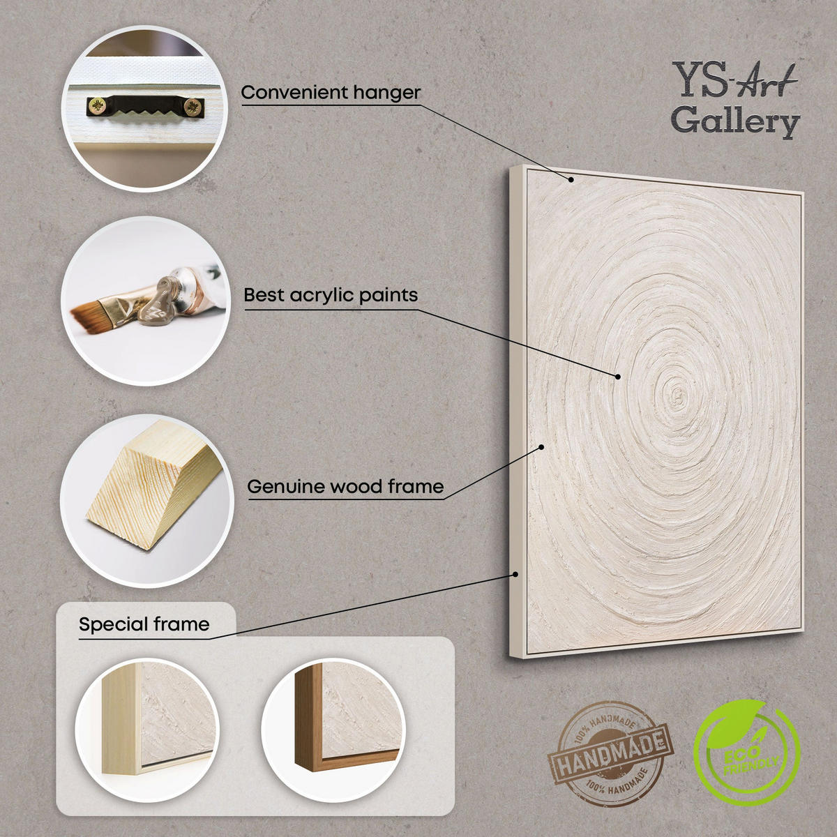 GEMÄLDE Echos der Zeit Schattenfugenrahmen Beige 120x80 cm - Beige, Holz (120/80cm) - YS-art gallery