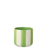 BLUMENTOPF GESTREIFT Grün - Grün, Keramik (13/12.5cm) - J-Line