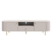 LOWBOARD Halay Beige, 2 Türen & 1 Schublade Moderne Rillenstruktur 180,6 cm - Beige/Goldfarben, Holzwerkstoff/Metall (180.6/50/42.3cm) - AX Living
