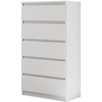 KOMMODE Lemon 70 cm mit fünf Schubladen weiß matt - Weiß, Holzwerkstoff (70/124.5/39cm) - Beautysofa