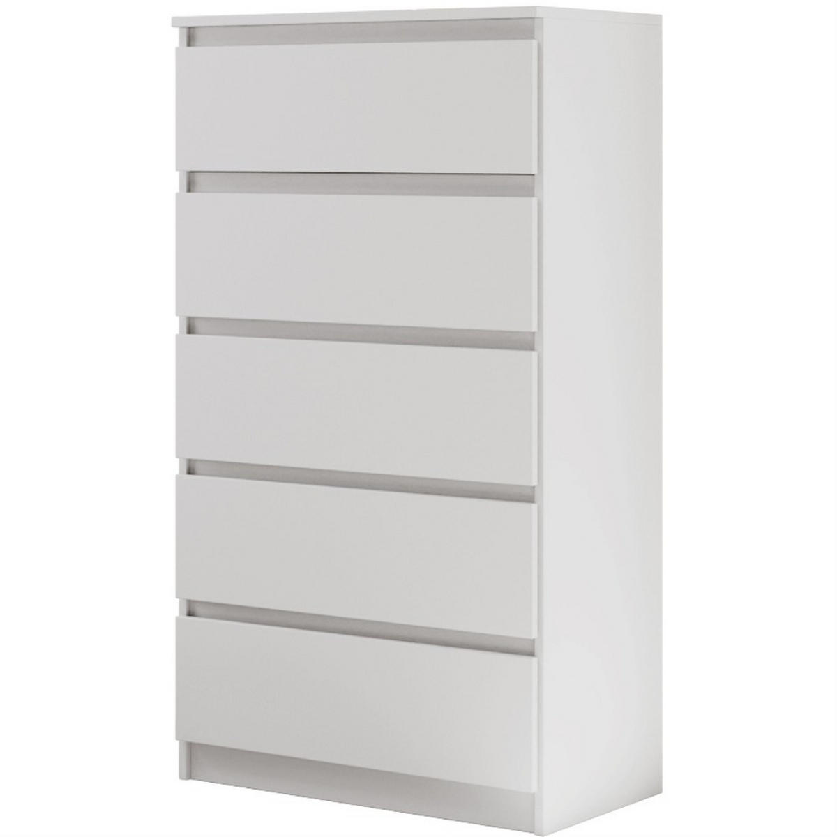 KOMMODE Lemon 70 cm mit fünf Schubladen weiß matt - Weiß, Holzwerkstoff (70/124.5/39cm) - Beautysofa