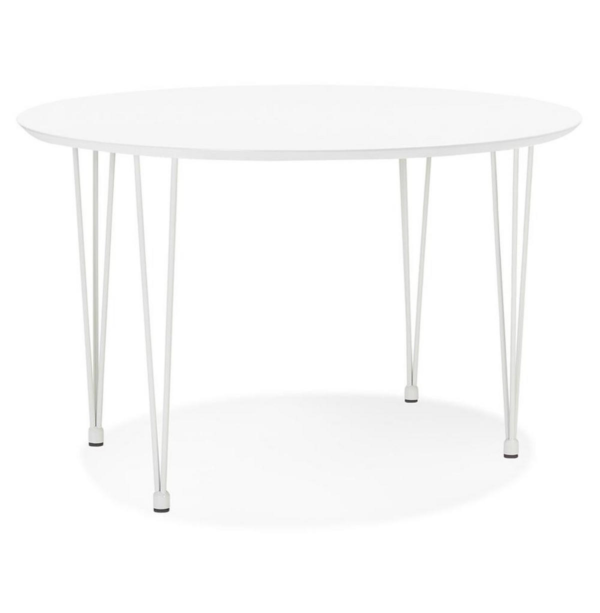 ESSTISCH – Rund ausziehbar Weiß 120–220 cm für 8 Personen - Weiß, Holz/Metall (120/120/73cm) - KADIMA DESIGN