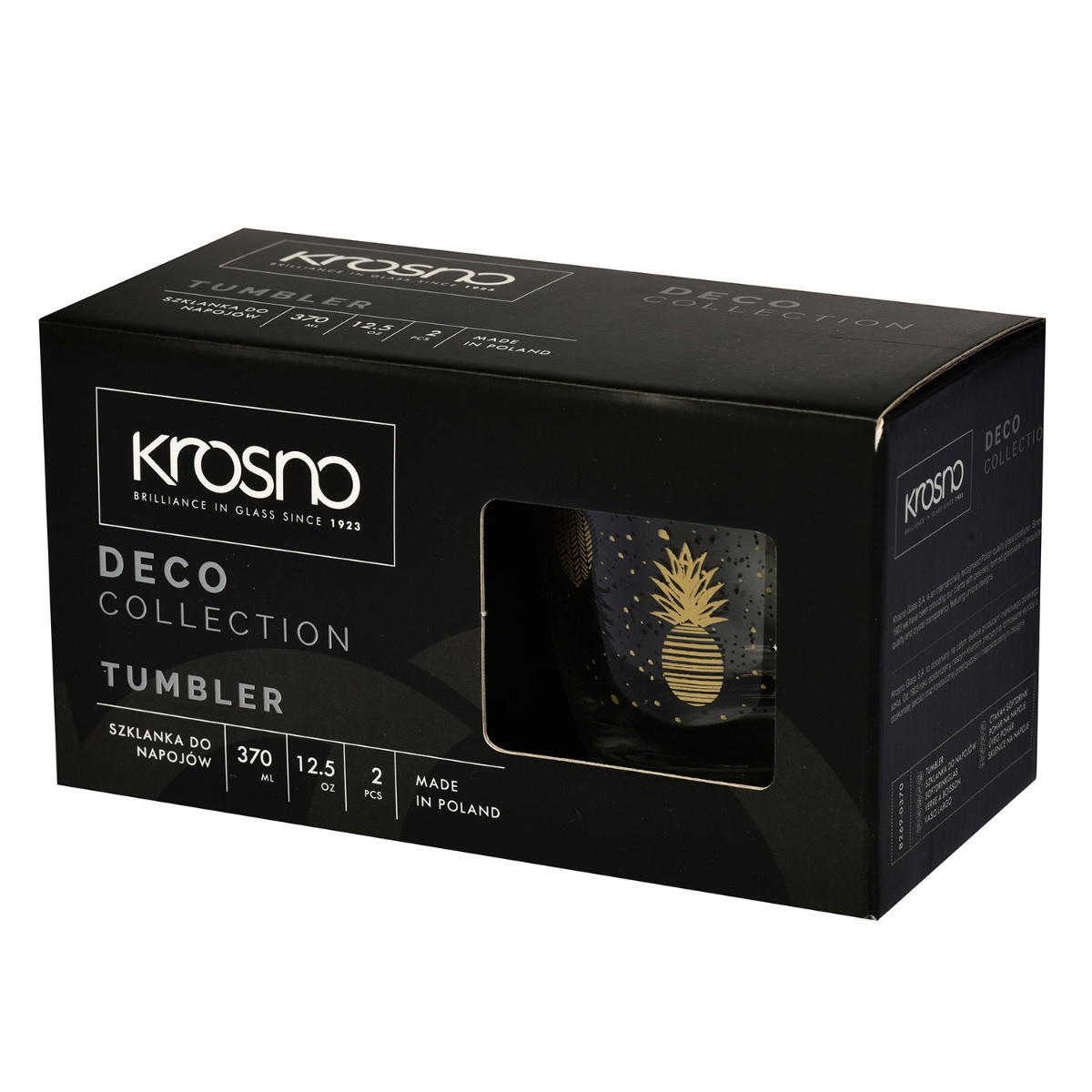 TRINKGLÄSER DECO ANANAS, 2ER-SET, 370 ML - Transparent, Glas (0.37L) - Krosno Glass