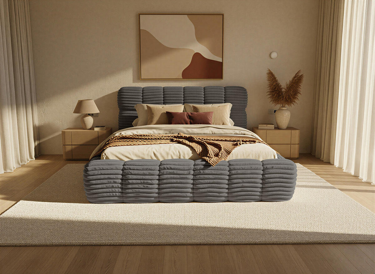 POLSTERBETT Wea 140x200 cm, Grau - Grau, Textil (140/200cm) - Fedve