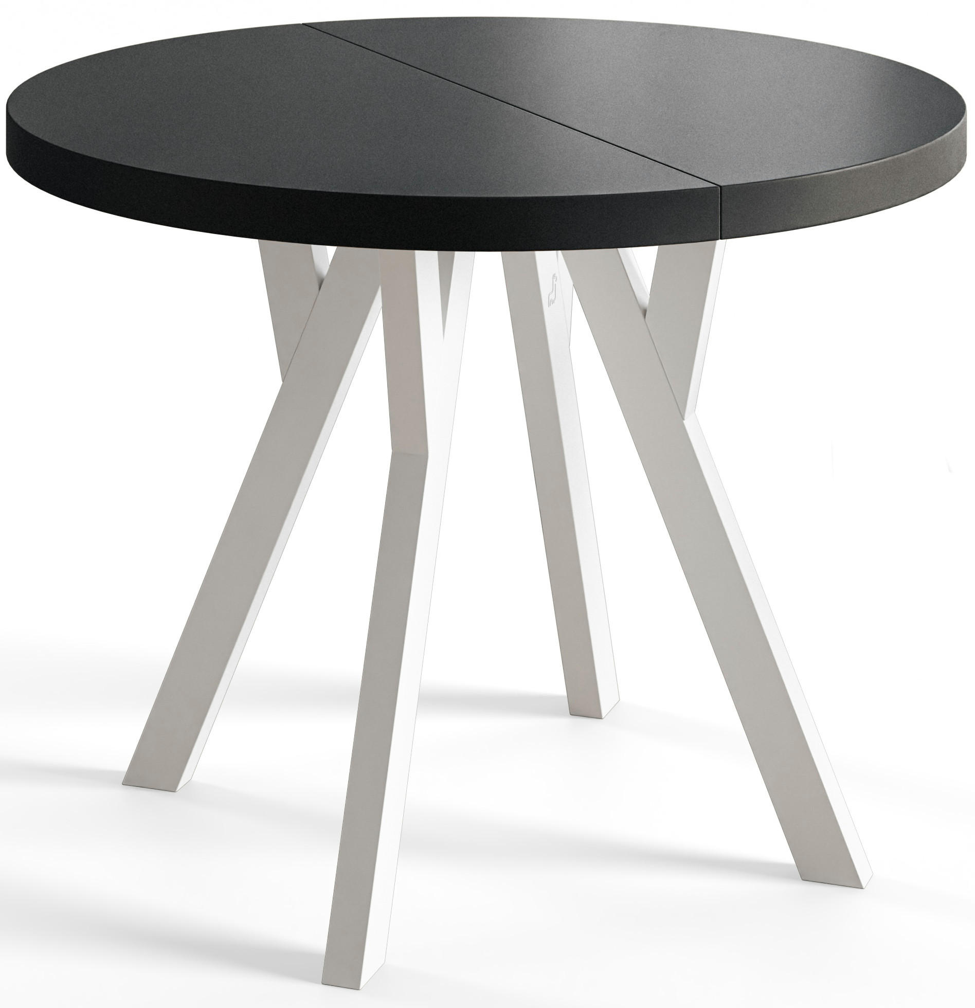 ESSZIMMERTISCH OVO, ausziehbarer Tisch 80 cm bis 130 cm, Farbe: Schwarz, mit Holzbeinen in Farbe Weiß - Schwarz/Weiß, Holzwerkstoff (80/80/77cm) - Alpi-Möbel