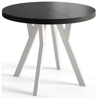 ESSZIMMERTISCH OVO, ausziehbarer Tisch 80 cm bis 130 cm, Farbe: Schwarz, mit Holzbeinen in Farbe Weiß - Schwarz/Weiß, Holzwerkstoff (80/80/77cm) - Alpi-Möbel