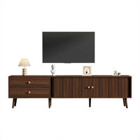 LOWBOARD TV Schrank mit Rollladentüren & Schubladen Walnussoptik Braun 180/40/46,5 cm Holzwerkstoff - Nussbaumfarben, Holzwerkstoff (180/46.5/40cm) - EVRYAE