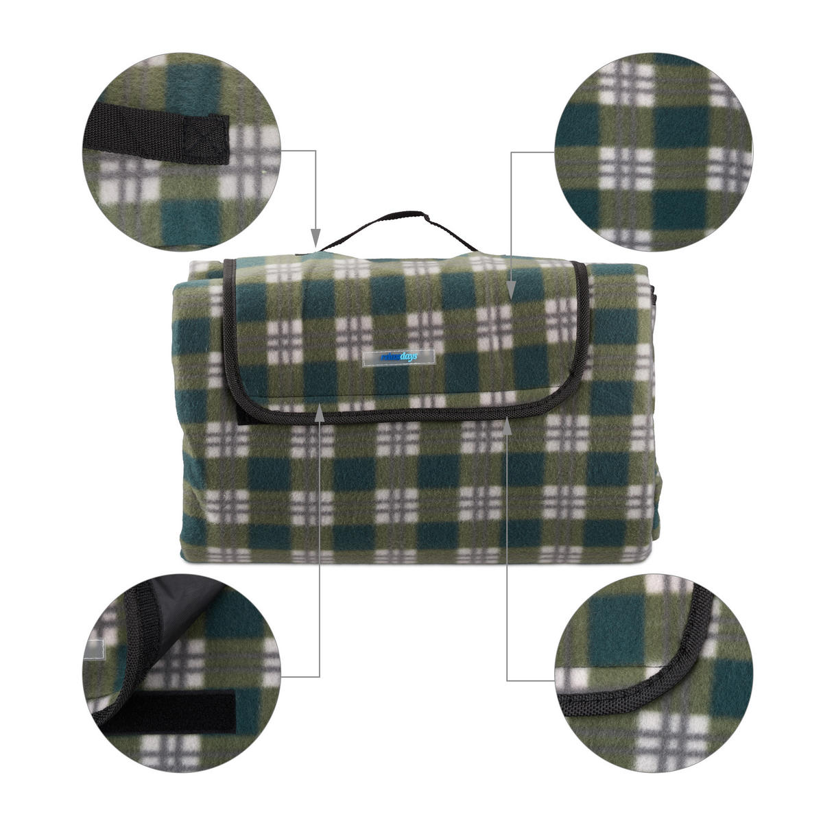 PIKNIK deka - viacfarebná, kov/textil (200/200cm) - Relaxdays