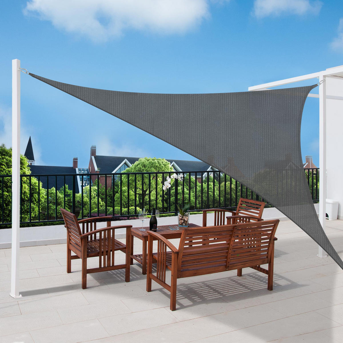 SONNENSEGEL SolVision HS9 360/360/360 cm dreieckig Anthrazit HDPE - Anthrazit, Kunststoff (360/360cm) - Sol Royal