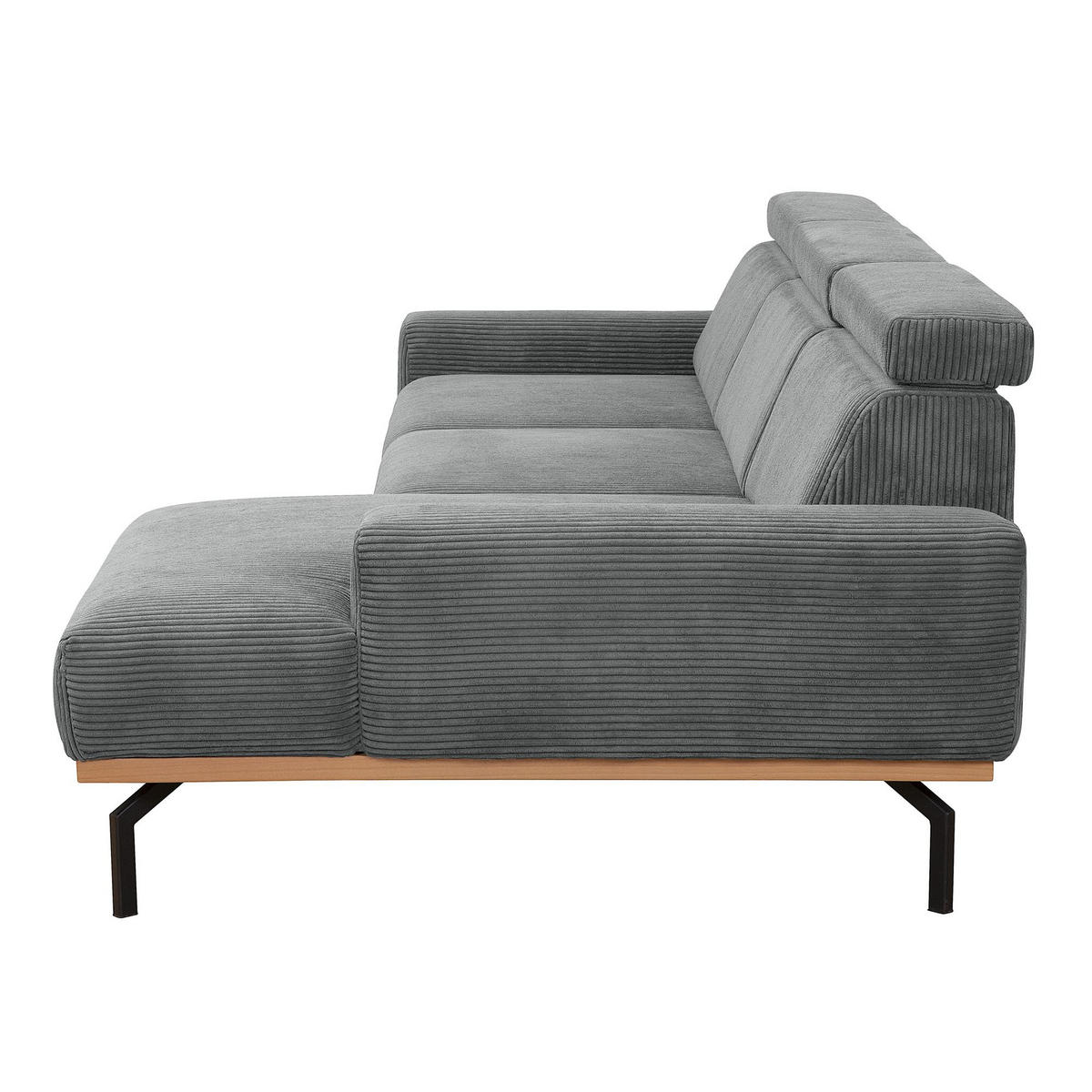 SOFA mit Longchair rechts Katrien Cordstoff anthrazit - Anthrazit, Kunststoff (135/280cm) - 58aufmkessel