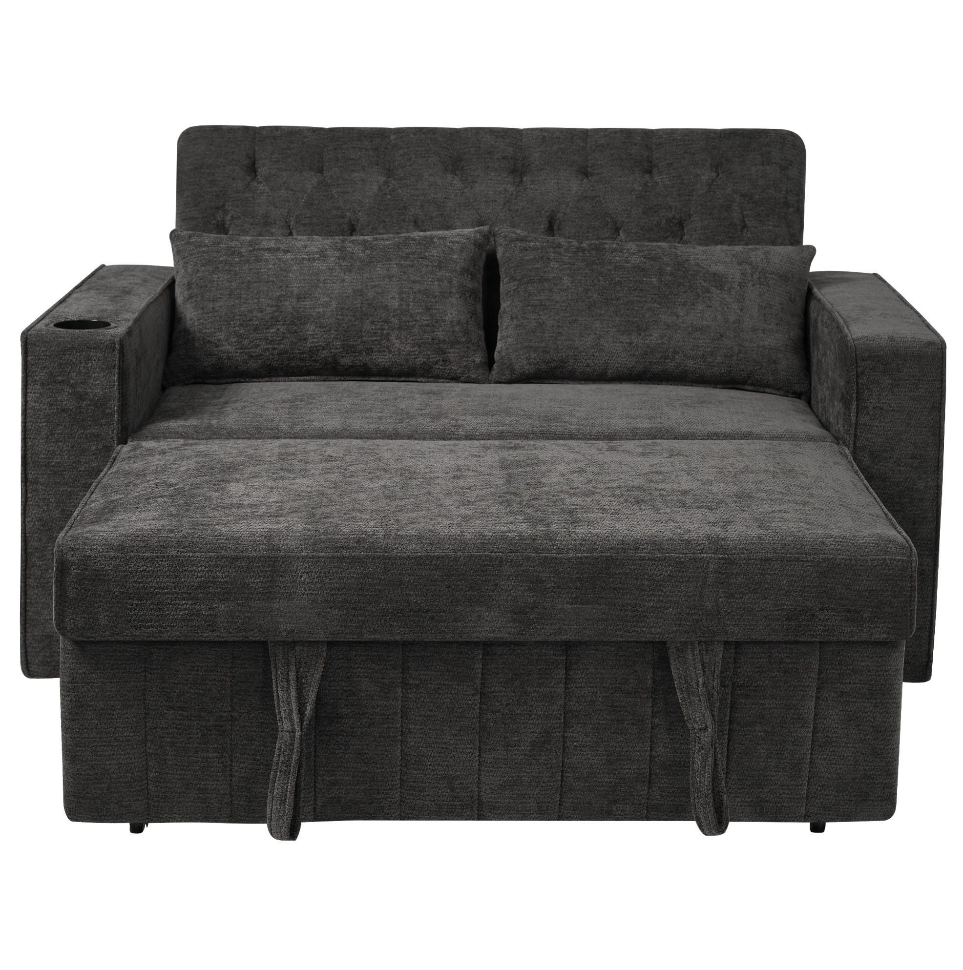 TROSJED na razvlačenje od chenillea, 140/137/84 cm siv, s USB priključkom i držačem za piće - siva, tekstil (140/84/137cm) - BEAOK