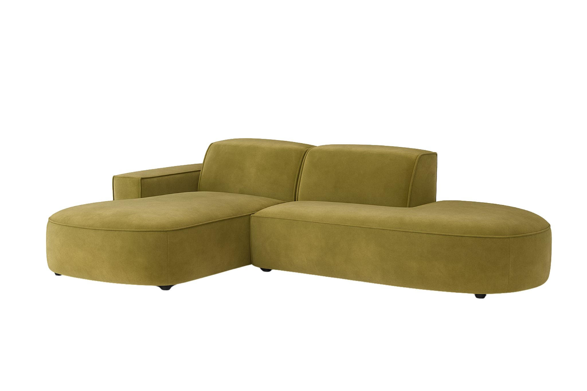 ECKSOFA Cursal Atelier, Stoff Salvador, Olive, Links - Olivgrün, Holz (284/166cm) - Kaiser Möbel