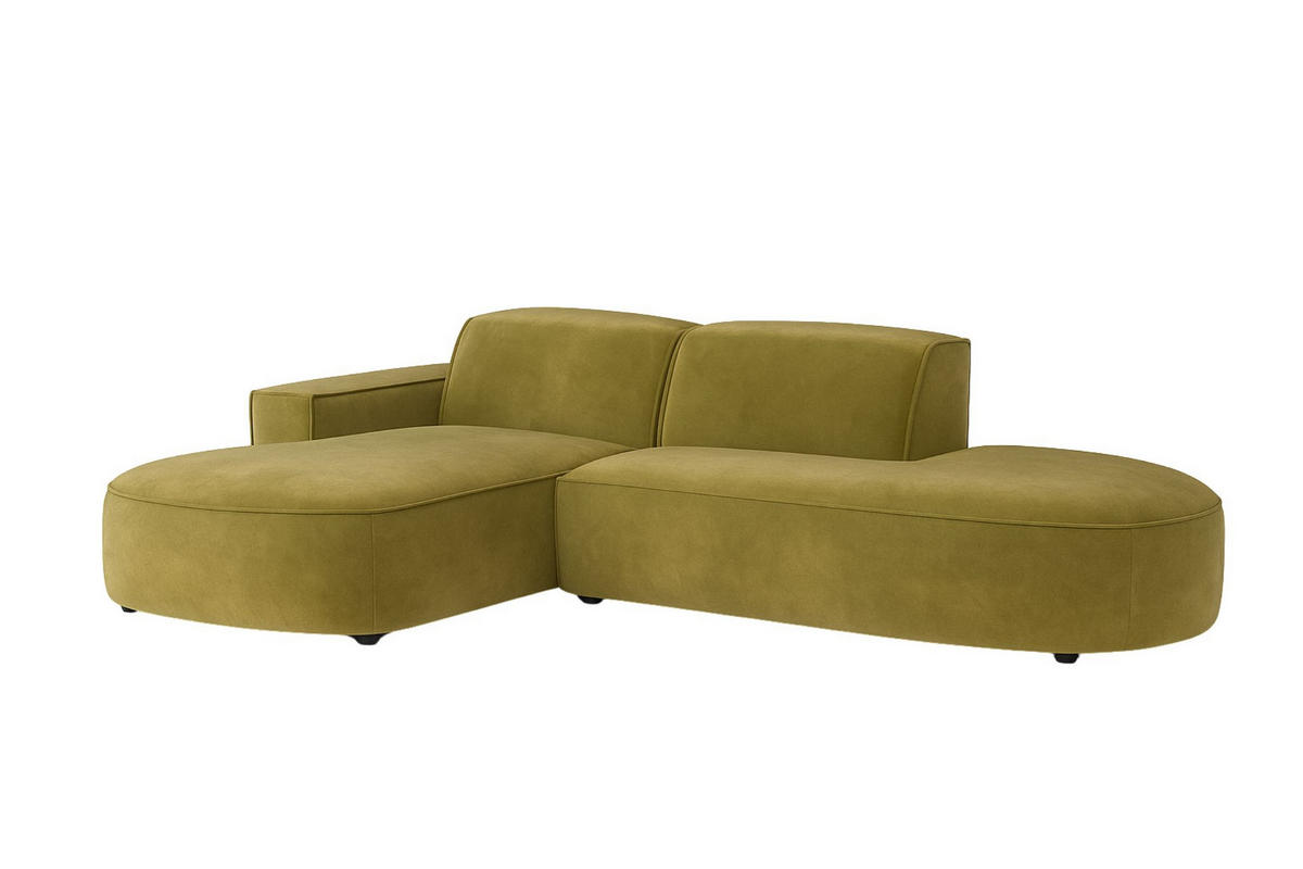 ECKSOFA Cursal Atelier, Stoff Salvador, Olive, Links - Olivgrün, Holz (284/166cm) - Kaiser Möbel
