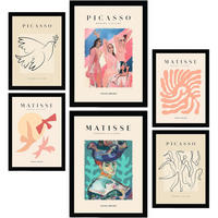 POSTER Set Mit 6 Von Picasso Und Matisse Körper Drucke Des Fauvismus Und Surrealismus Für Innenarchitektur A3 & A4 Schwarzer Rahmen - Schwarz, Papier (29/3cm) - Nacnic