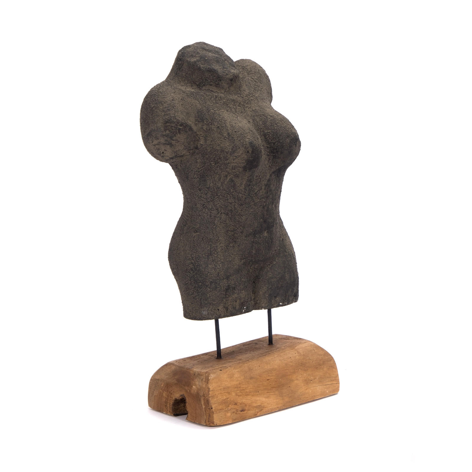 SKULPTUR Femme 54cm, Beton auf Holzsockel grau - Grau, Holz (26/54/19cm) - CREEDWOOD