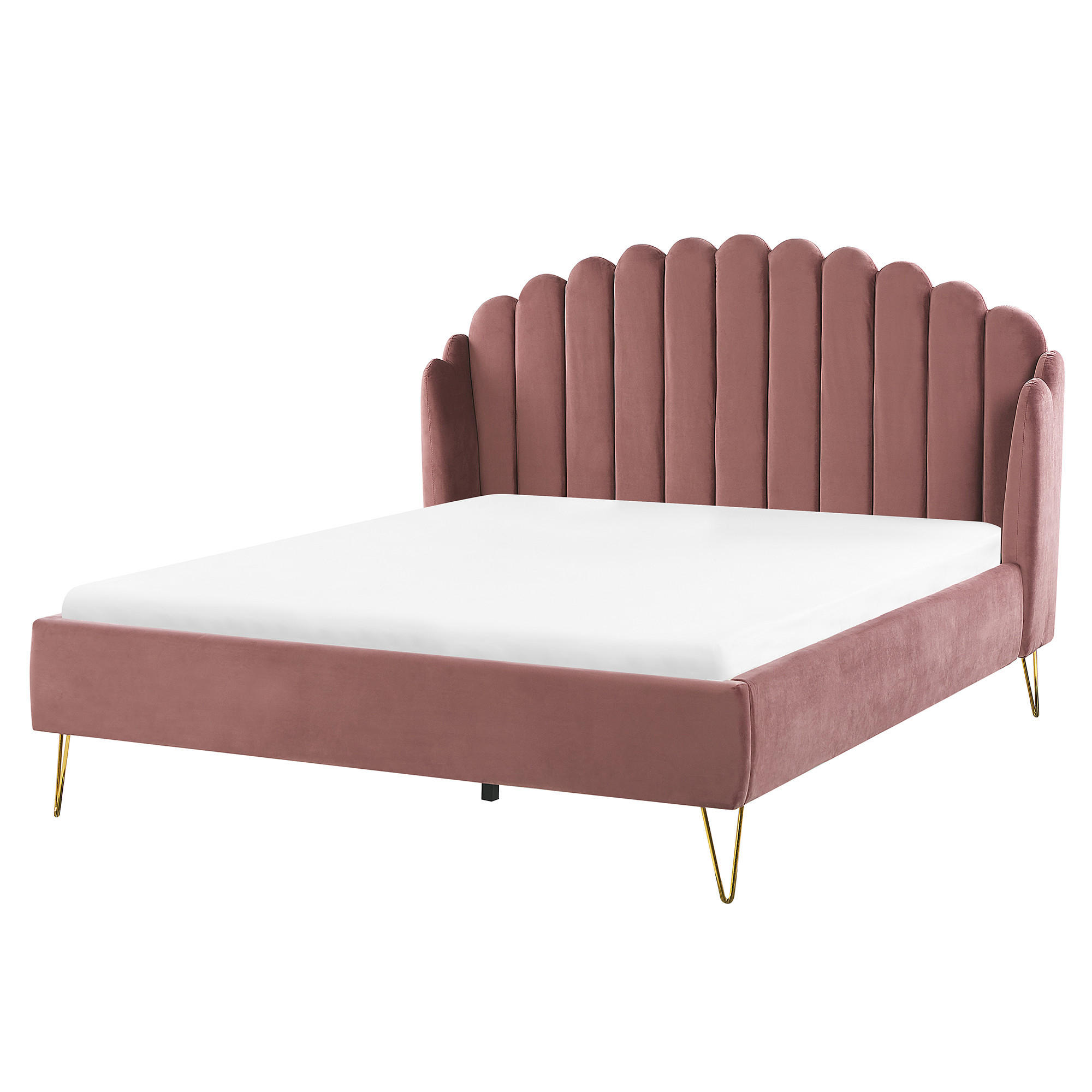 POLSTERBETT 160/200cm Rosa Ambillou - Pink, Textil (160/200cm) - Beliani