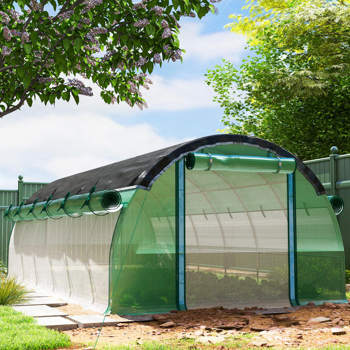 FOLIENTUNNEL, 600L x 300B x 198H cm - Grün, Kunststoff/Metall (300/198/600cm) - Outsunny