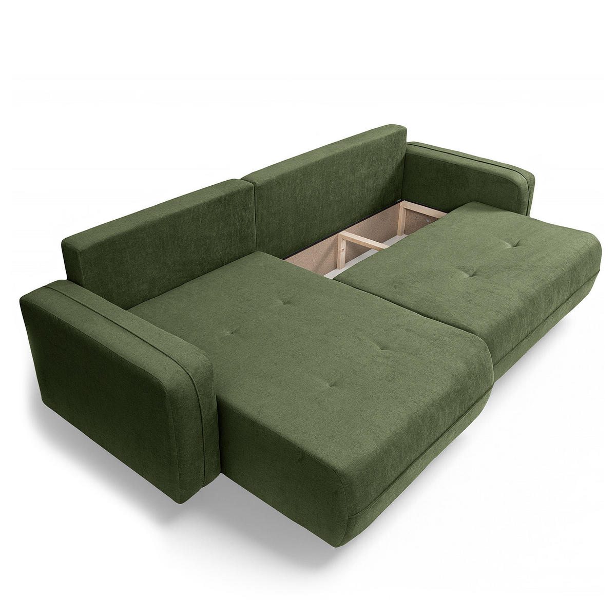 ECKSOFA mit Schlaffunktion - 272 cm - Schwarz/Grün, Kunststoff/Textil (272/145cm) - home24