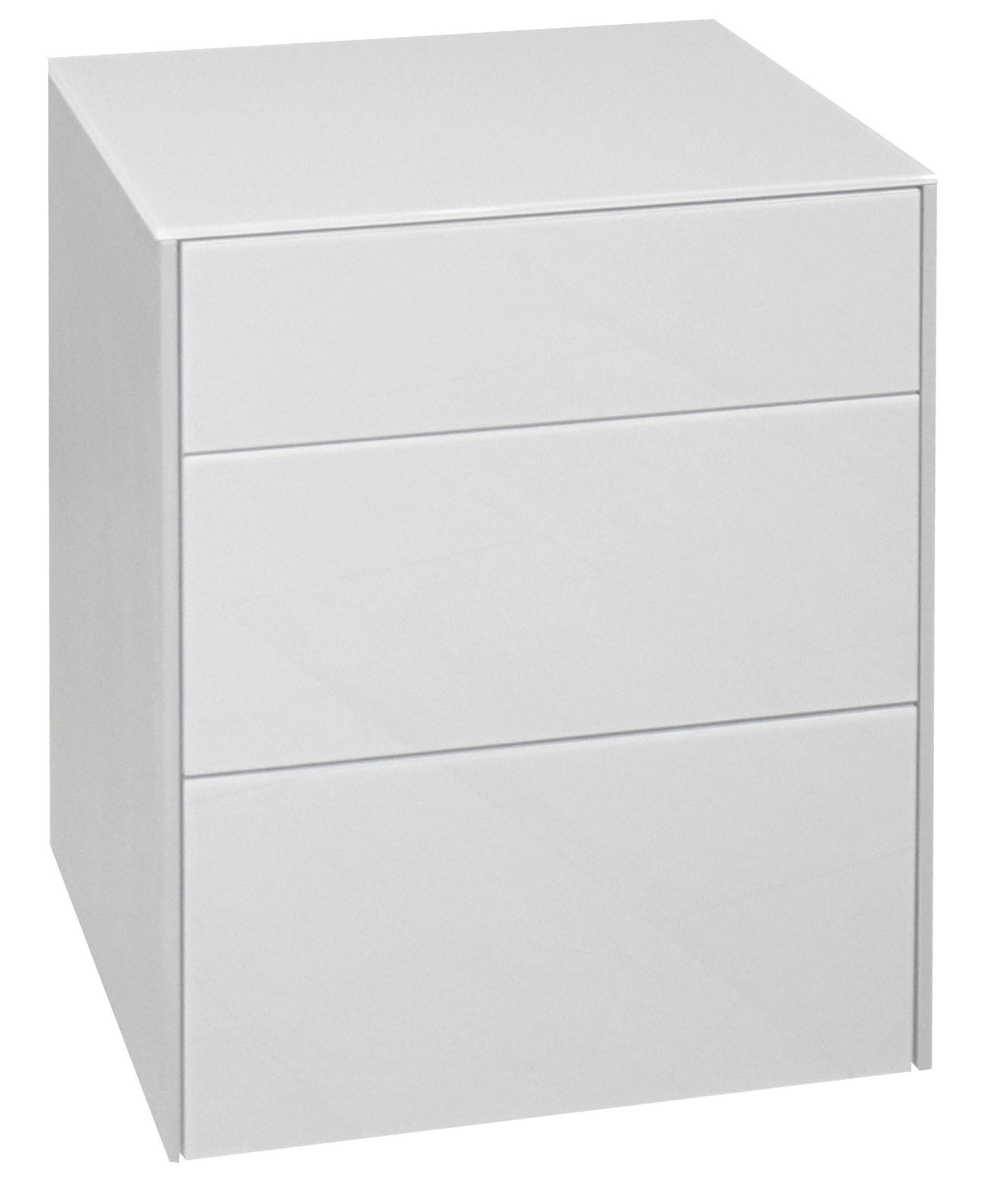 KOMMODE Elfi 52x42x63 Hochglanz Kreidegrau/Glas Kreidegrau - Hellgrau, Holzwerkstoff (52/63/42cm) - 58aufmkessel