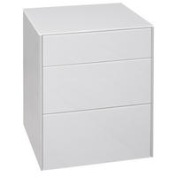 KOMMODE Elfi 52x42x63 Hochglanz Kreidegrau/Glas Kreidegrau - Hellgrau, Holzwerkstoff (52/63/42cm) - 58aufmkessel