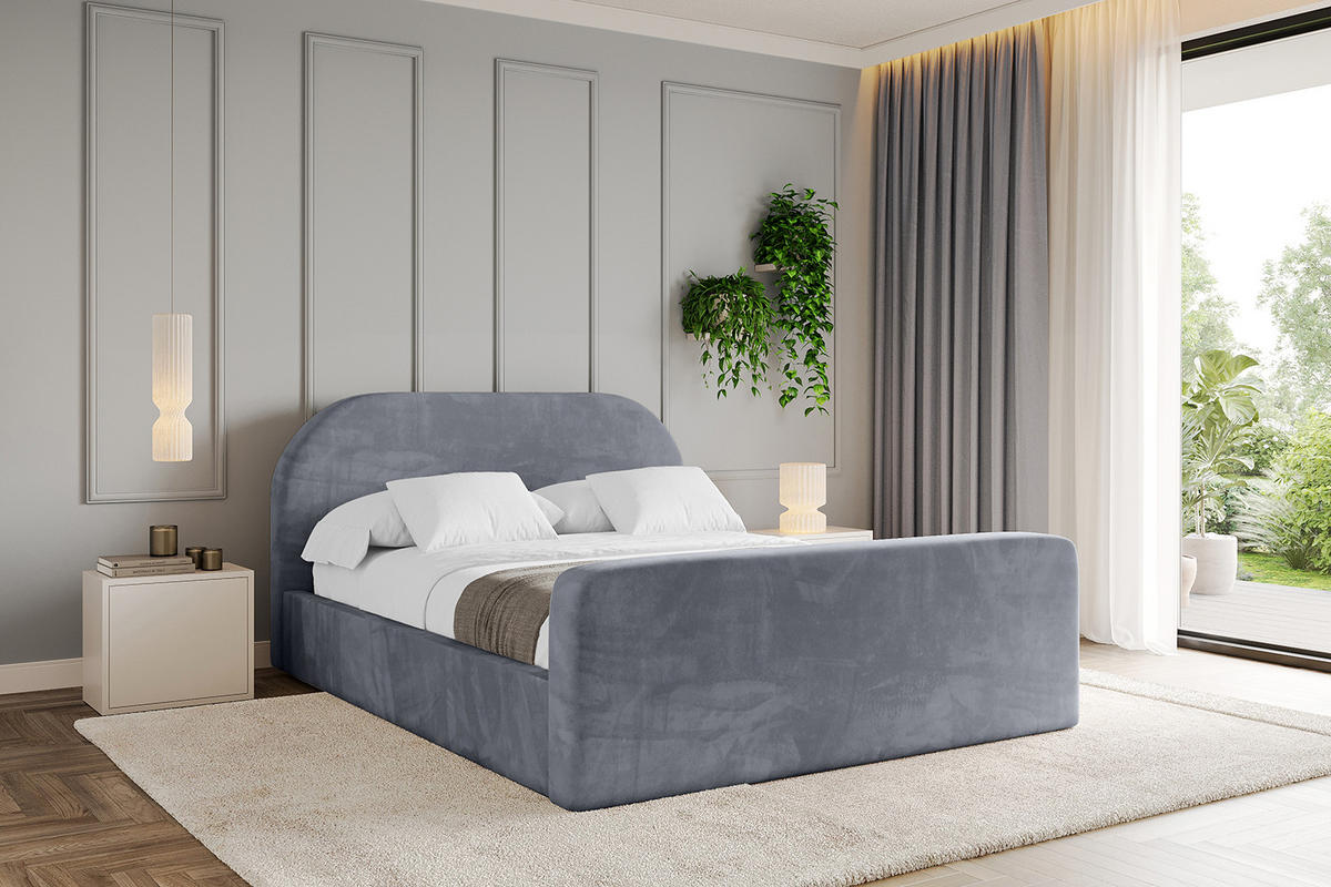 POLSTERBETT mit Bettkasten, Fußteil und Lattenrost, Boxbett mit Matratze H3/H4 - TIVON-Z 180x200 Grau - Grau, Holzwerkstoff/Textil (180/200cm) - ALTDECOR