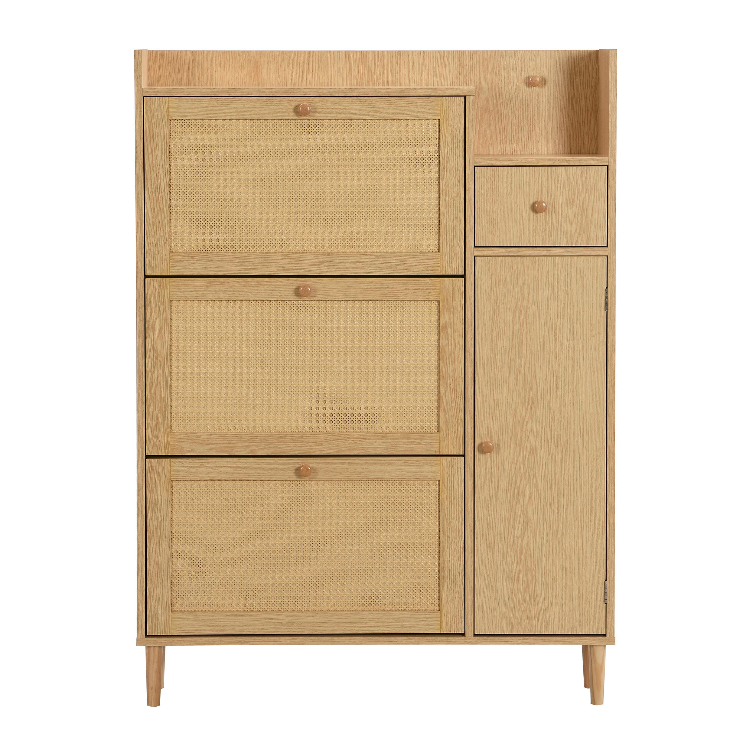 SCHUHSCHRANK Natural 90/17/125 cm - Naturfarben, Holzwerkstoff (90/125/17cm) - PANGIVO