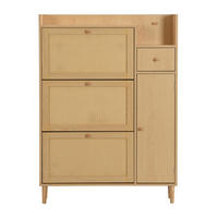 SCHUHSCHRANK Natural 90/17/125 cm - Naturfarben, Holzwerkstoff (90/125/17cm) - PANGIVO