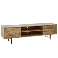 LOWBOARD Eiche-Dekor Modern Stil 160 cm Breit mit Linienmuster - Schwarz/Braun, Holz/Metall (160/45/40cm) - KADIMA DESIGN