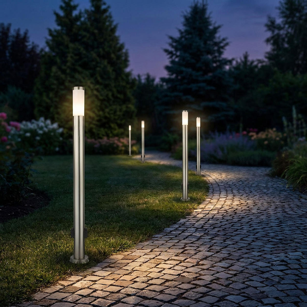 LED STEHLEUCHTE Edelstahl Silber 2er Set - Silberfarben, Metall (12.7/12.7/110cm) - Globo Lighting