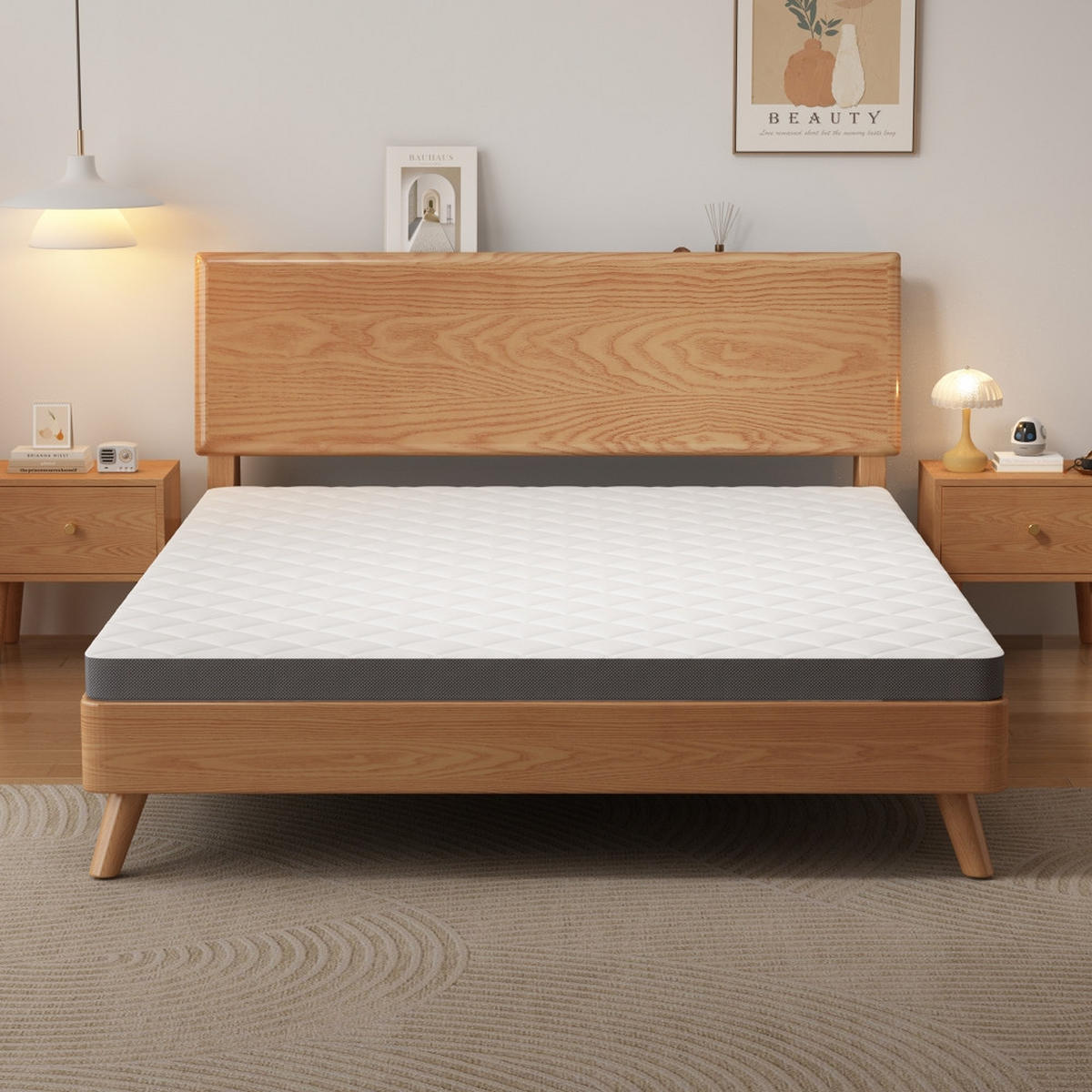MATRATZE H3 7 Zonen Schaumstoffmatratze, Mittelfest, Oeko-Tex Zertifiziert, 140/200/7 cm - Weiß, Metall (140/200cm) - Rolipo