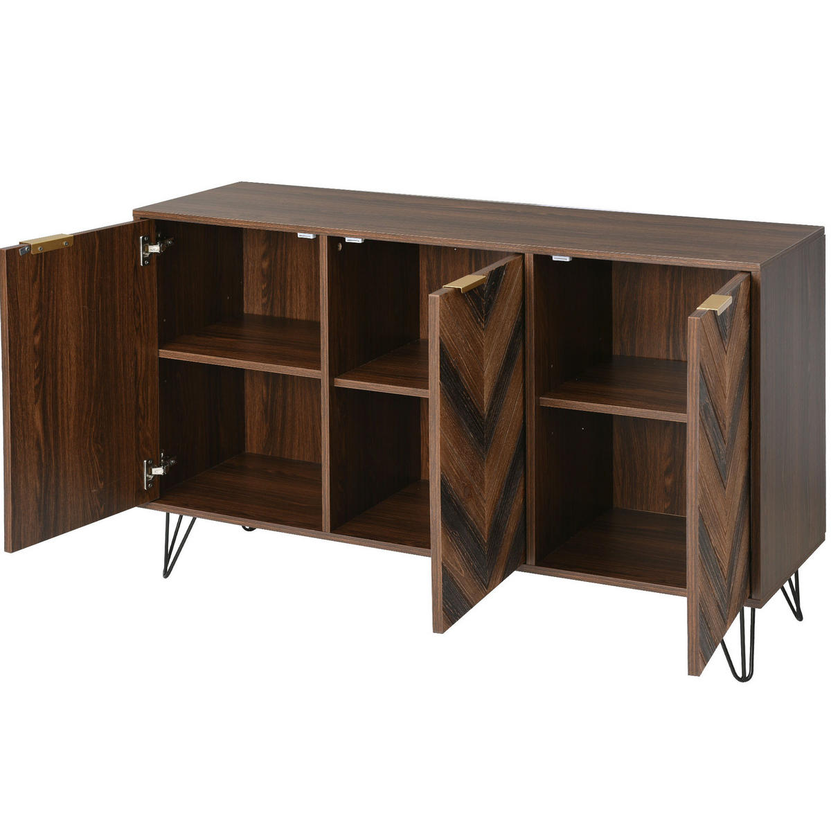 SIDEBOARD 120/38/76,5 cm Natur/Schwarz aus Holzwerkstoff mit 3 Türen - Naturfarben, Holzwerkstoff (120/76.5/38cm) - OKWISH
