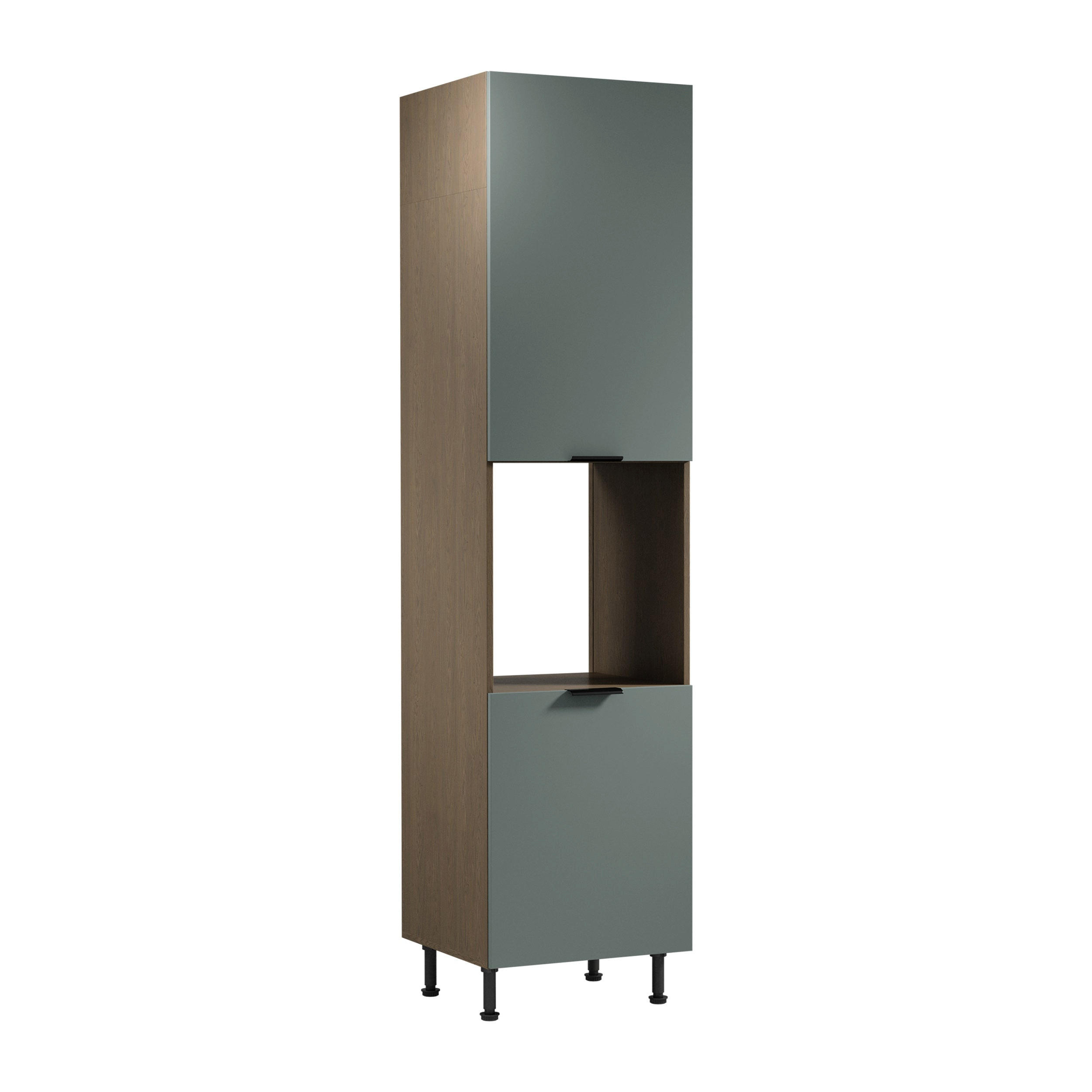 MIKROWELLENUMBAUSCHRANK D60PWN P/L – Sorento Grün – Grün / Eiche - Eichefarben/Grün, Holzwerkstoff (60/247/58cm) - ROYAL24_MARKT