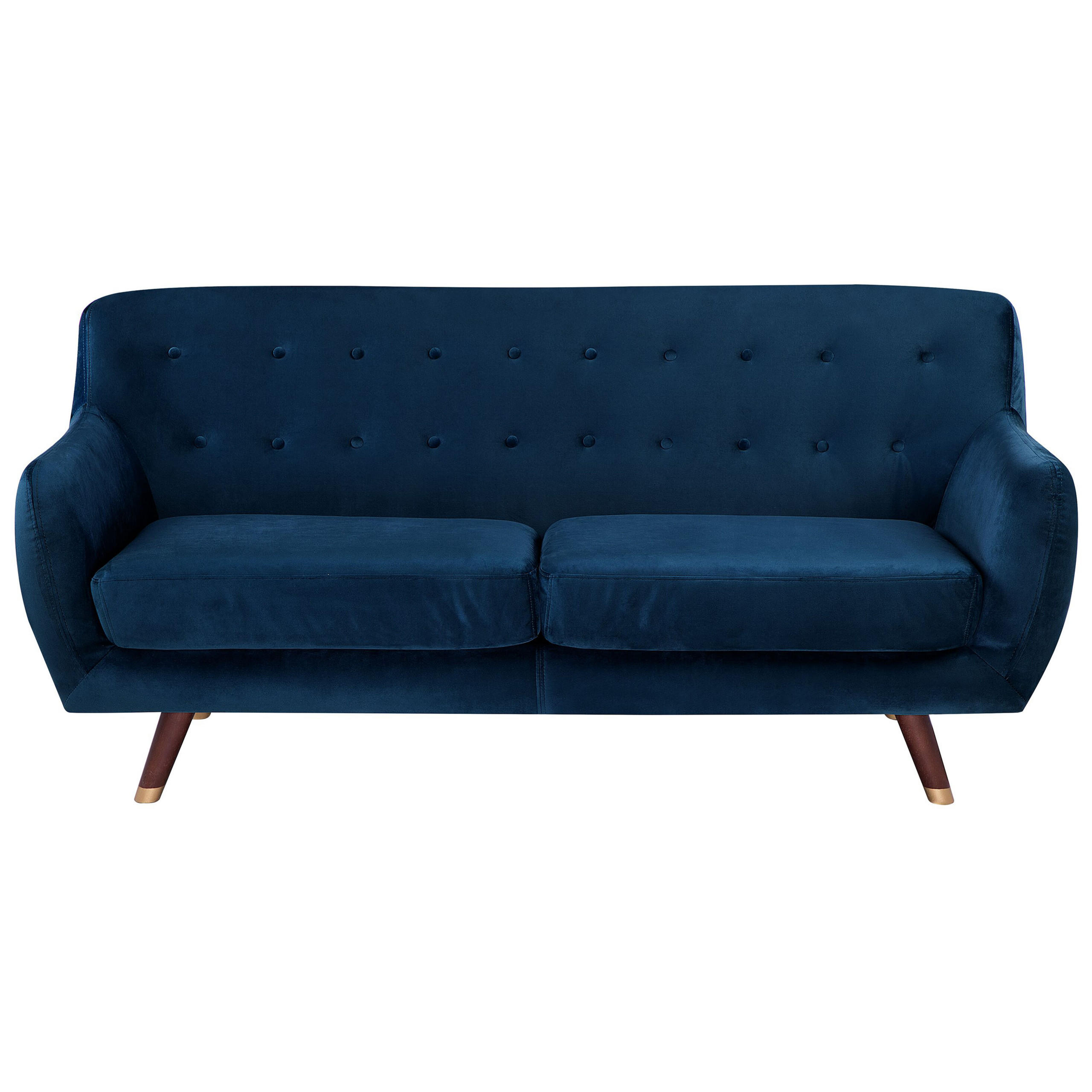3-SITZER-SOFA Samtstoff Marineblau Bodo - Hellblau, Textil (188/84/85cm) - Beliani