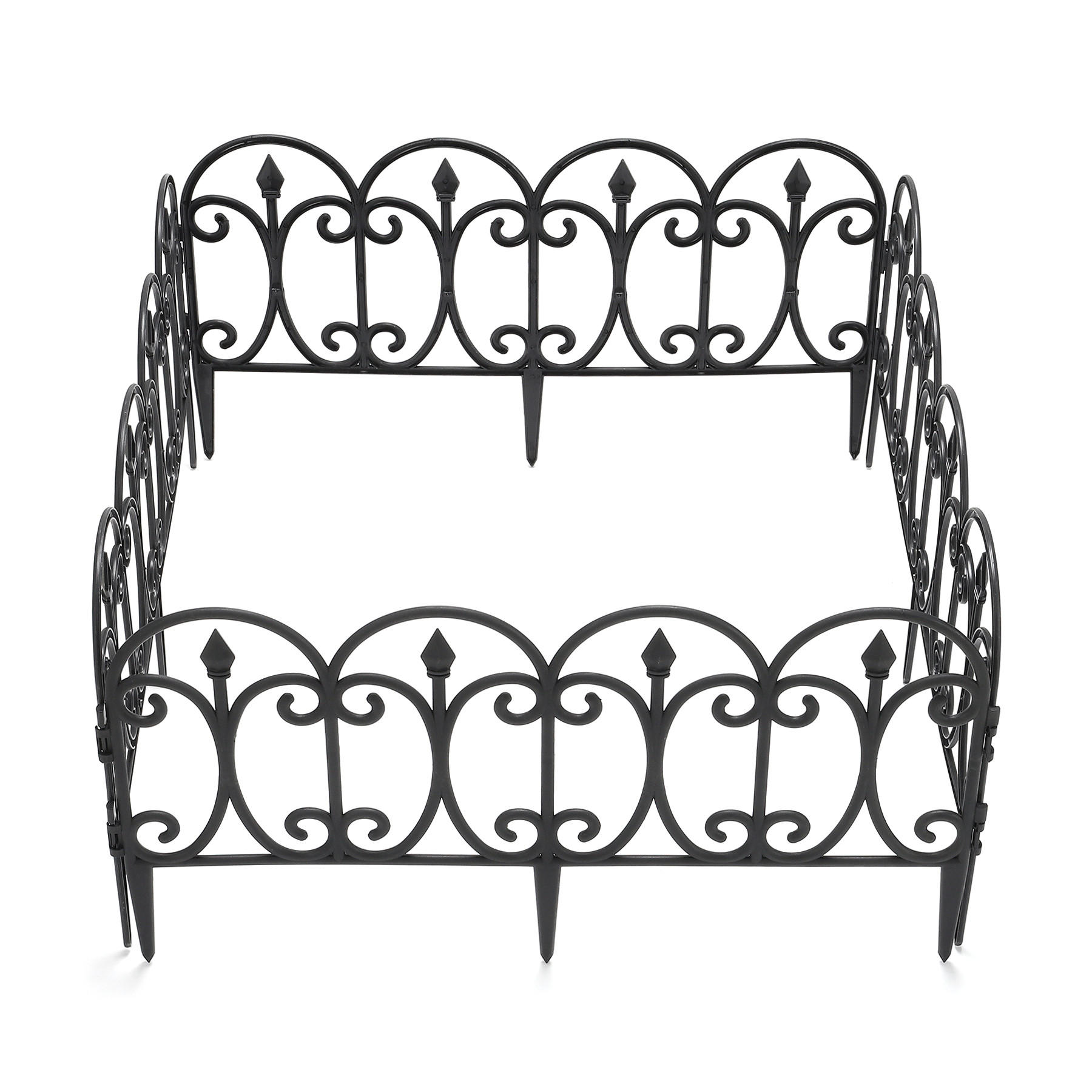 Livingandhome Gartenzaun Schwarz 4x33x60 cm