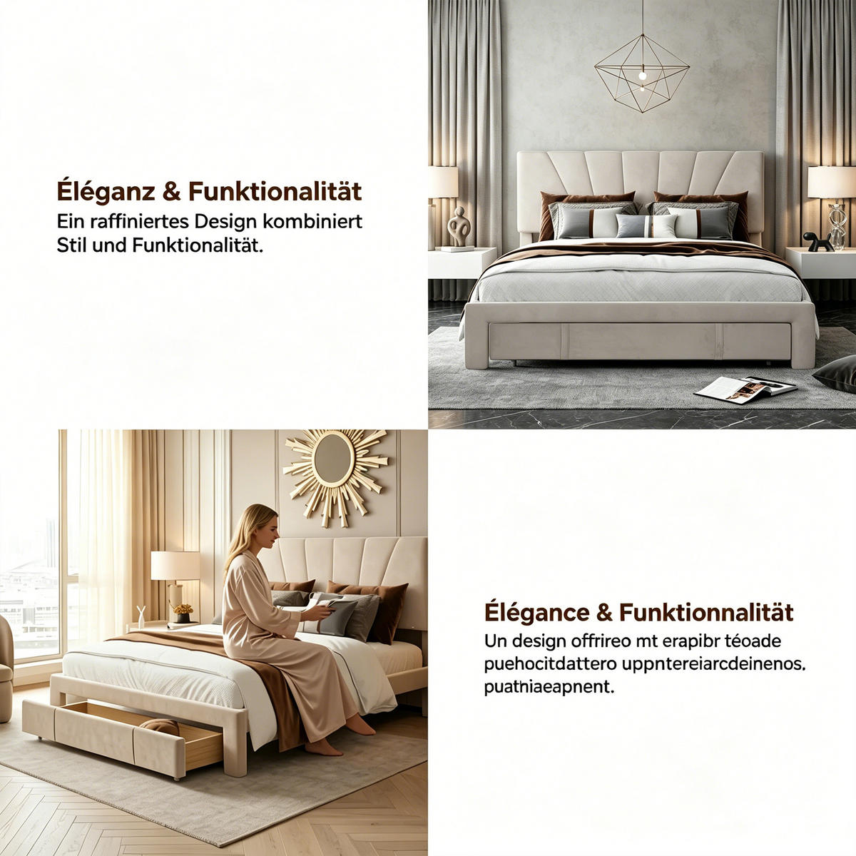 POLSTERBETT 140x200 mit stauraum, jugendbett, bettgestell 140x200 mit Schublade, höhenverstellbares Kopfteil, Lattenrost, Samt, beige - Beige, Holz/Textil (140/200cm) - GENKI LIVING