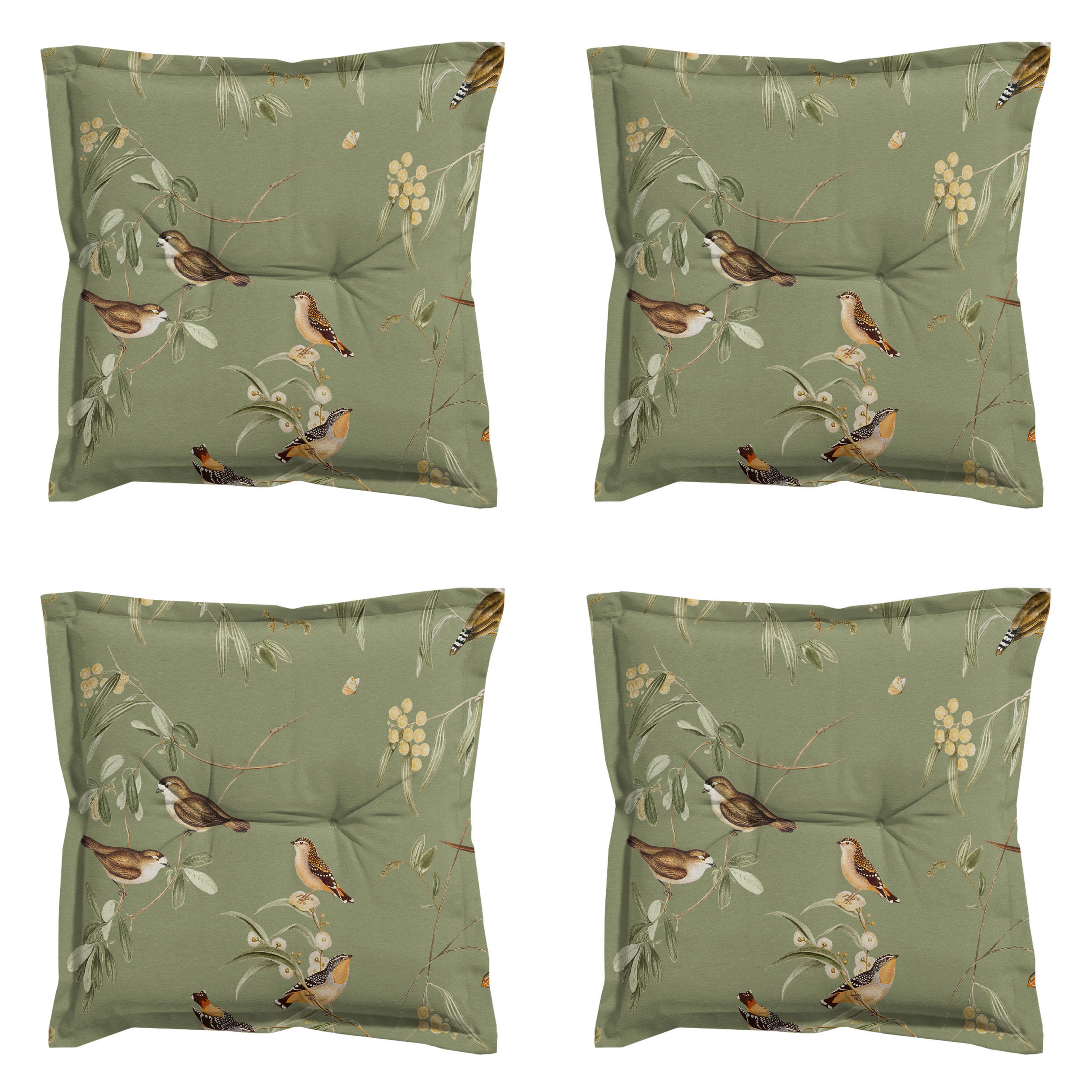 SITZKISSEN Aria - Grün - 50/50/7 cm - 4er-Set - Grün, Textil (50/7/50cm) - Madison