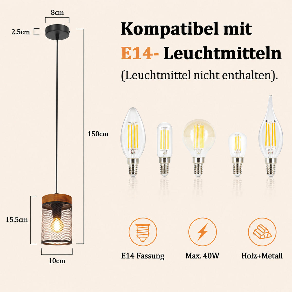 PENDELLEUCHTE 10/10/150cm - Schwarz, Metall (10/10/150cm) - Nettlife