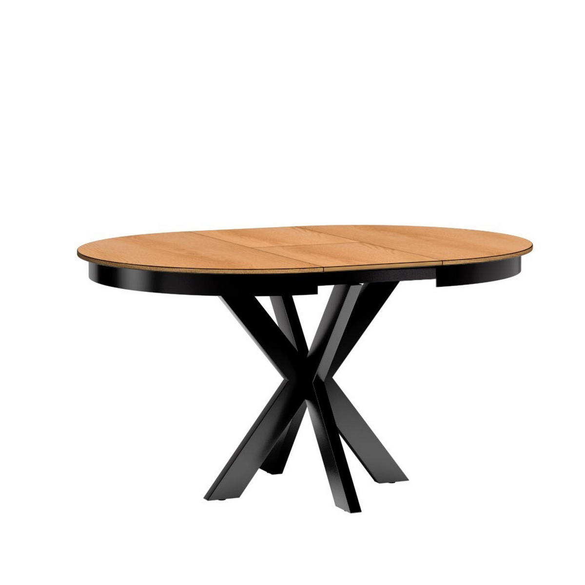 ESSTISCH CARINI Ausziehbar 110 - 150 / 110 x 75 cm - Eichefarben/Schwarz, Holz (110/110/75cm) - MASSENO