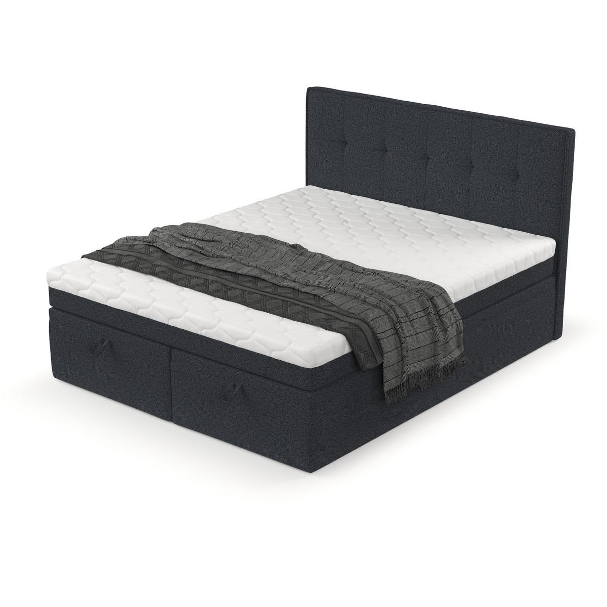 BOXBETT Arivo 200/200 cm Anthrazit im Riva Stoff - Anthrazit/Schwarz, Holz/Holzwerkstoff (200/200cm) - AltaBeds