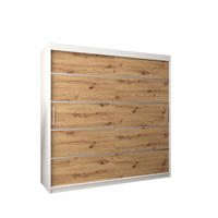 SCHWEBETÜRENSCHRANK 200/200/62 2-türig - Silberfarben/Eiche Artisan, Holz/Kunststoff (200/200/62cm) - Abiks Möbel