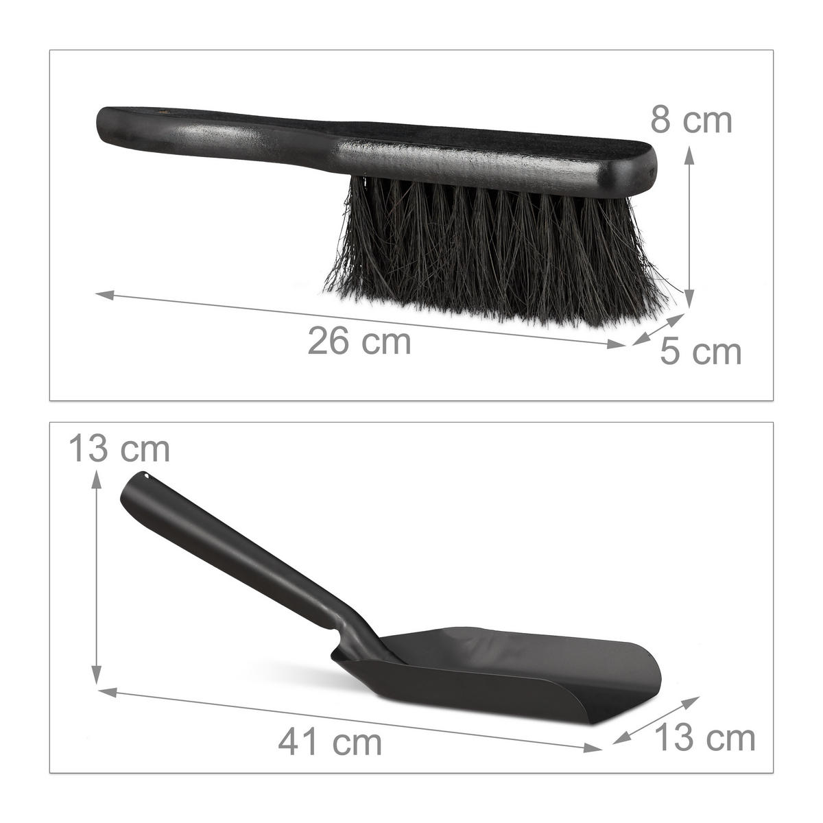 KEHRGARNITUR - Schwarz, Holz/Kunststoff (13/13/41cm) - Relaxdays