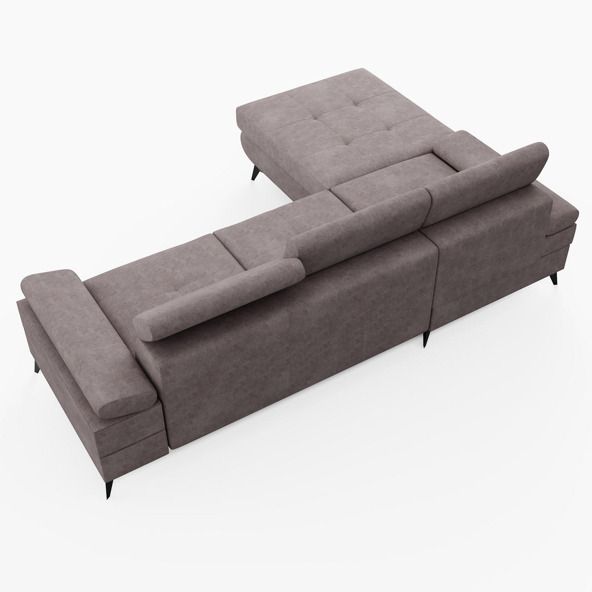 ECKSOFA VENTO Links Schwarz Velours Premium L-Form Couch mit Schlaffunktion & Bettkasten - Schwarz, Holz (190/261cm) - Barchello